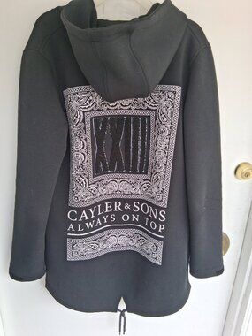 CAYLER & SONS BLACK LABEL - LONG SLEEVE BLACK HOODIE - SIZE M FULL ZIP UP